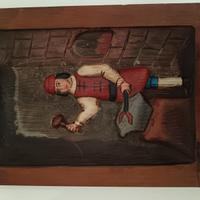 Coppia quadretti in legno intagliato dipinto