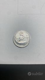 5 lire italiane delfino anno 1951