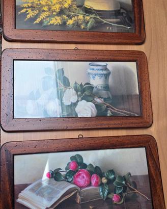 Trittico quadri vintage  natura morta in legno