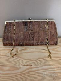 Borsa vintage pelle serpente patchwork tracolla