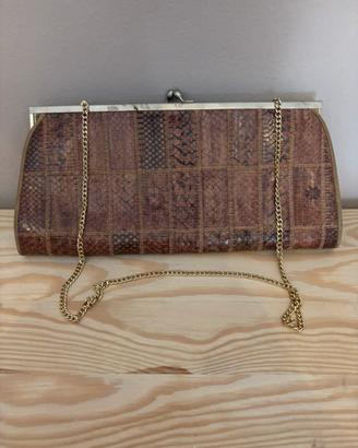 Borsa vintage pelle serpente patchwork tracolla