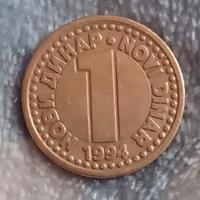 Moneta da 1 Nuovo Dinaro del 1994 Jugoslavia 