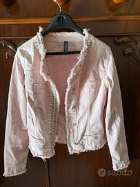 Giubbotto in simil-jeans rosa cipria