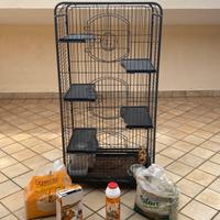 Gabbia in ferro per cincillà con accessori