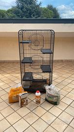 Gabbia in ferro per cincillà con accessori