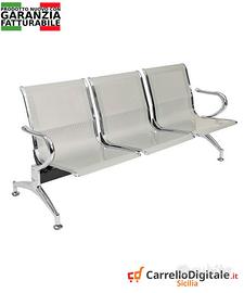 Sedie da attesa in acciaio – NUOVE – 3 posti