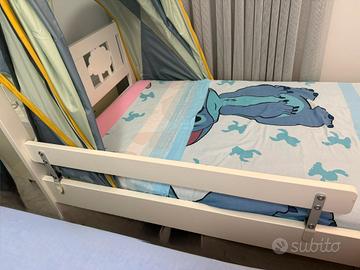 Lettino montessoriano per bambini 70x160 con tenda