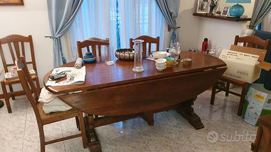 Tavolo a bandelle legno massello e 6 sedie