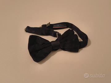 Papillon blu scuro in seta uomo donna unisex