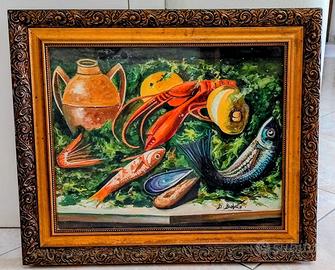 Quadro Natura morta dipinto a mano su tela a olio.