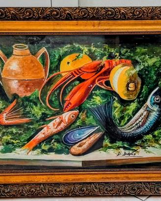 Quadro Natura morta dipinto a mano su tela a olio.