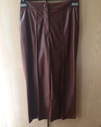 Pantaloni donna NUOVI marroni ecopelle Sisley