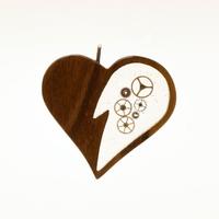 Ciondolo collana donna legno resina cuore spezzato