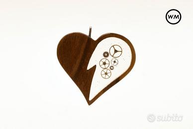Ciondolo collana donna legno resina cuore spezzato
