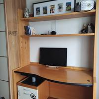 Scrivania con libreria e dattilo