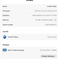 imac 27'' 5k 2020 core i9 Radeon Pro 5700XT 16GB