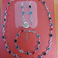 stupenda parure in cristallo multicolor argento925