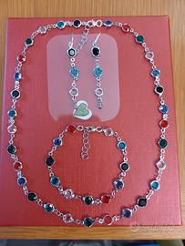 stupenda parure in cristallo multicolor argento925