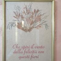 Vecchio quadro carta antaimoro con fiori naturali 