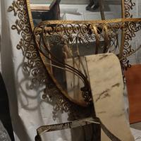 Vintage Specchiera in ferro con consolle in marmo,