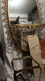 Vintage Specchiera in ferro con consolle in marmo,