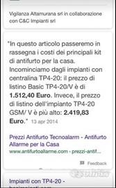 Centrale allarme Tecnoalarm Tp4-20 GSM