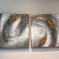 Set 2 quadri acrilico su tela 80x80 OCA NERA