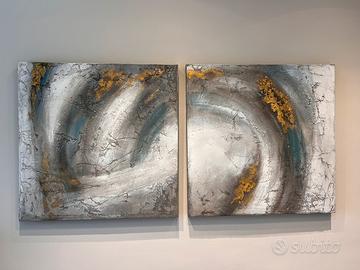 Set 2 quadri acrilico su tela 80x80 OCA NERA