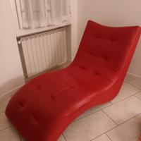 Poltrona chaise longue pelle rossa