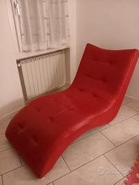 Poltrona chaise longue pelle rossa