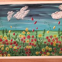 quadro astratto prato fiorito 