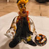 Statuetta pagliaccio in vetro di Murano 