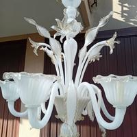 LAMPADARIO MURANO 6 LUCI SETA ORO