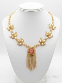 Collana Retrò Ciondolo Pietra stile anni 20 chic 