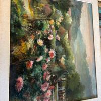 Quadro M Masetti, Fiori e campagna Toscana