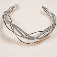 Bracciale donna rigido metallo intreccio 4 fili