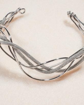 Bracciale donna rigido metallo intreccio 4 fili