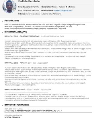 candidato di lavoro 