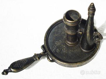 BUGIA D’EPOCA BRONZO CON SPEGNICANDELA  RARA /201