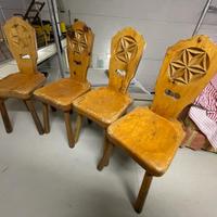Set 4 sedie in legno stile tirolese