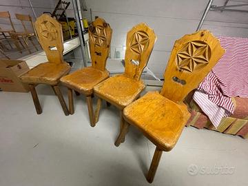 Set 4 sedie in legno stile tirolese