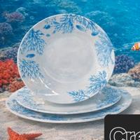 Servizio Piatti 18 pz in ceramica bianca decorata