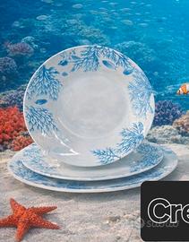 Servizio Piatti 18 pz in ceramica bianca decorata