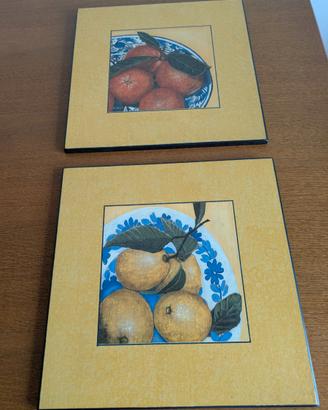 Coppia di quadri decorativi in legno