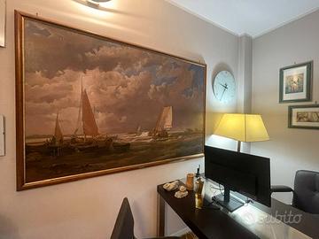 quadro a olio su tela con cornice in legno