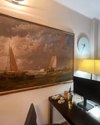 quadro a olio su tela con cornice in legno