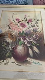Quadro vintage floreale con cornice dorata