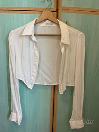 Camicia corta bianca Bershka