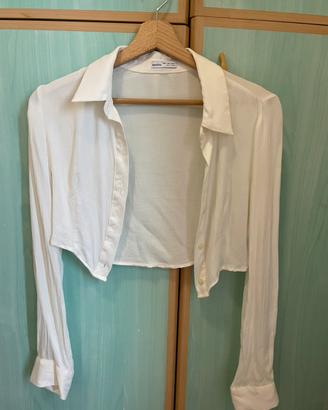 Camicia corta bianca Bershka