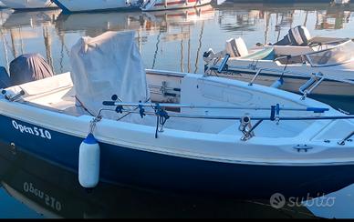 Barca Open 510 pronta da pesca Motore 90cv Mercury
